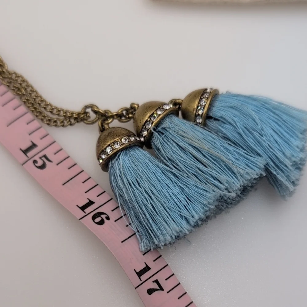 J. Crew Gold and Blue Bohemian Necklace